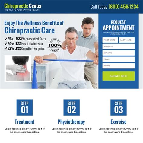 Responsive Chiropractic Center Landing Page Design Chiropractic Center Chiropractic Care
