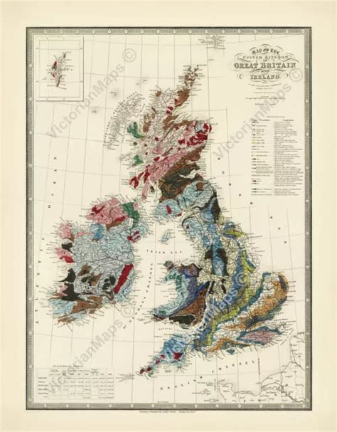 Uk Great Britain Ireland Antique Victorian Geological Map J Wyld 1844