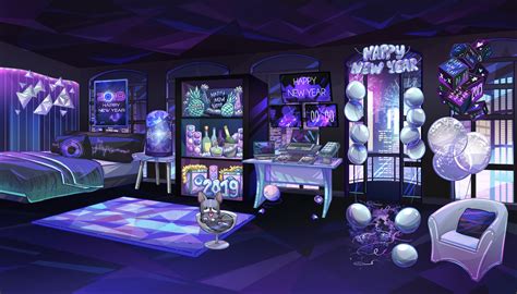 A Room Filled With Lots Of Furniture And Decor Items In Purple Hues