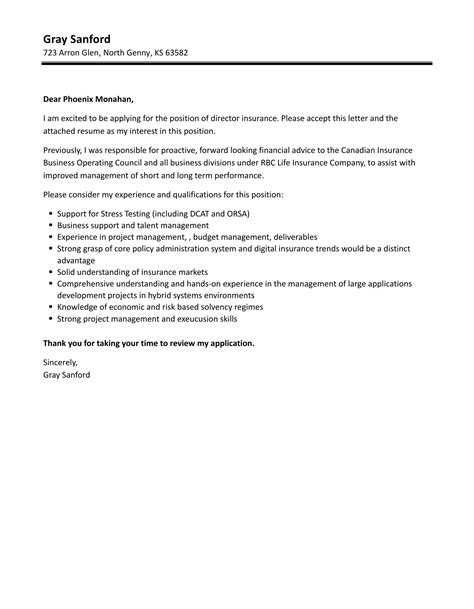 Director Insurance Cover Letter Velvet Jobs
