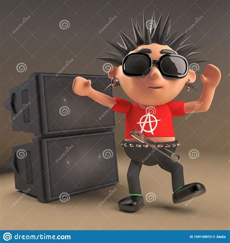 Check out cart00n's art on deviantart. Cartoon 3d Punk Rock Teenager With Spiky Hair Dancing In Front Of A Pa Sound System Speaker ...