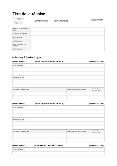 Compte-rendu de réunion | Rédiger un compte rendu ...