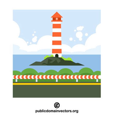Lighthouse On The Island Public Domain Vectors