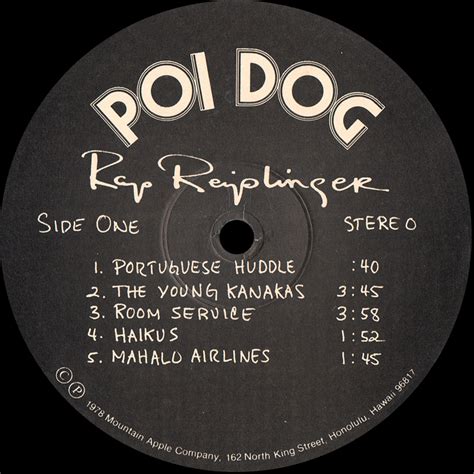 Vintage Stand Up Comedy Rap Reiplinger Poi Dog 1978