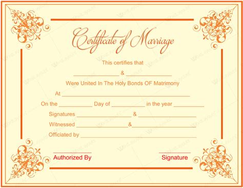 Printable Marriage Certificate Templates 10 Editable Designs Images