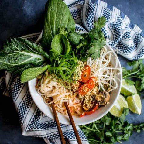 Vegan Coconut Curry Noodle Soup Rice Noodles And Fresh Veggies In A