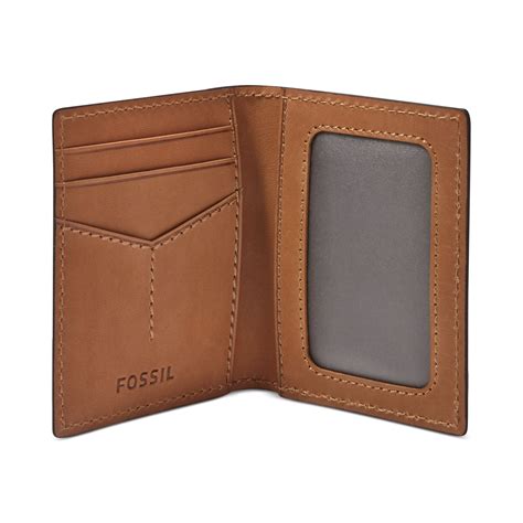 Men's unisex genuine leather credit card id holder clip billfold wallet passcase. Fossil Reid Vertical Slim Card Case Wallet in Tan (Orange ...