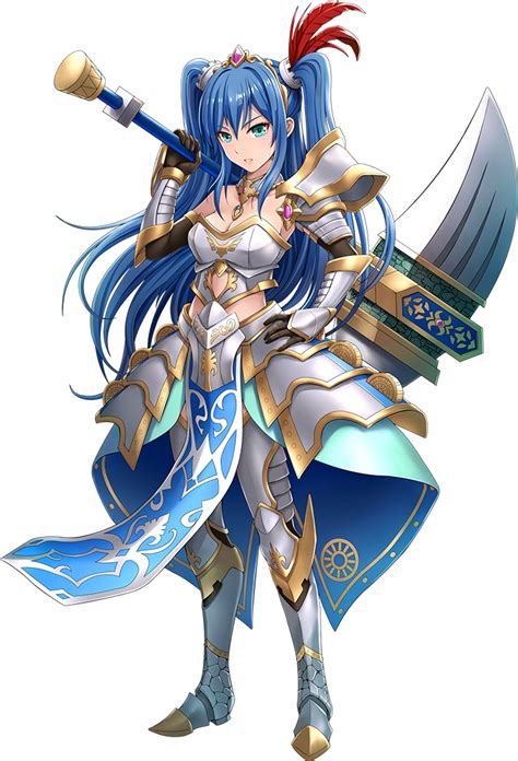 safebooru 1girl aqua eyes armor bare shoulders blue hair breasts cleavage detached sleeves