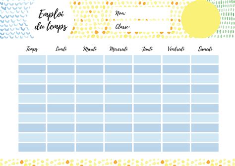 Modèles Demplois Du Temps Personnalisables à Télécharger Emploi Du