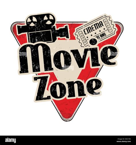 Movie Zone Vintage Rusty Metal Sign On A White Background Vector Illustration Stock Vector