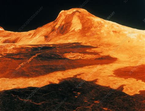 False Colour Perspective View Of Maat Mons Venus Stock Image R334