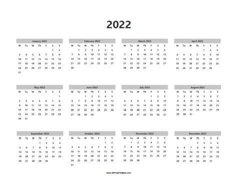2022 Calendar Printable One Page Free Printable Calendars And