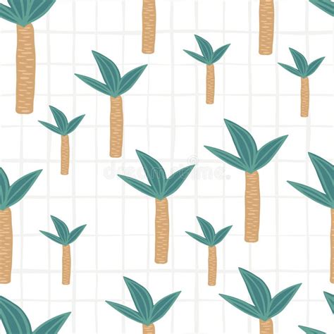 Doodle Coconut Palm Tree Backdrop Hand Drawn Tropical Palm Tree