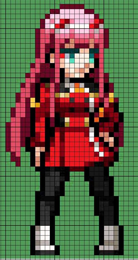 Zero Two Pixel Art Grid Carracewallpaperhd