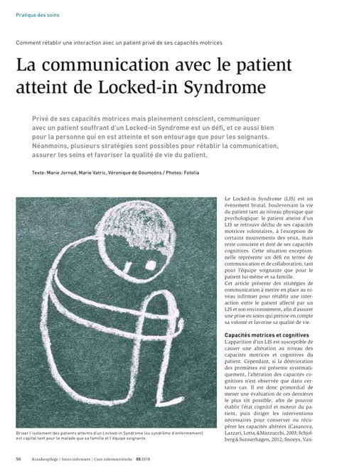 Pdf La Communication Avec Le Patient Atteint De Locked In Syndrome