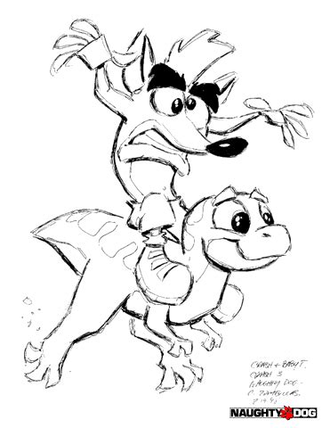 Crash bandicoot coloring pages cute coco bandicoot.  Crash Gallery - Character Sketches - Crash 3 