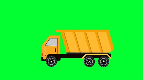 Dump Cargo Truck Driving With Container On Green Screen Animation Dump