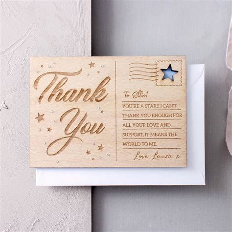 Personalised Thank You Wooden Post Card By No Ordinary T