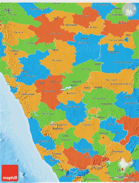 Isotherm map of tamil nadu. Political 3D Map of Karnataka