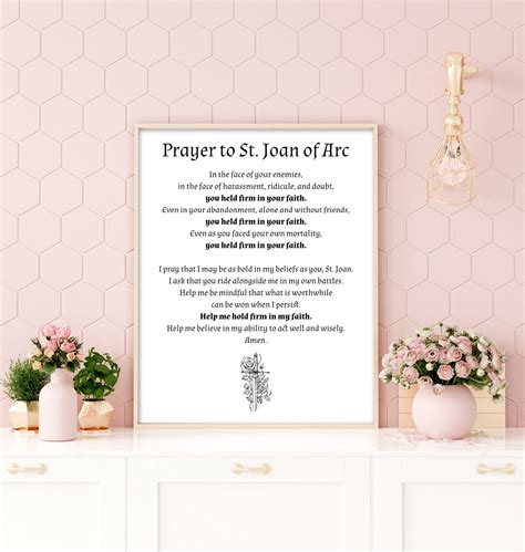 St Joan Of Arc Prayer Printable Prayer To St Joan Of Arc Etsy