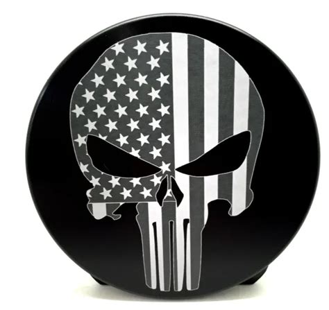 Punisher American Flag Billet Aluminum Trailer Hitch Cover Black 5