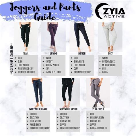 Zyia Jogger And Pant Guide Joggers Active Wear Outfits Business