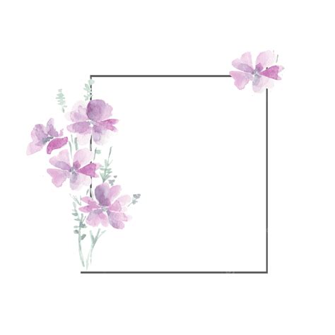 Polaroid Frame With Purple Romantic Wild Flower Bouquet Photo Design