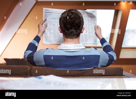 Man Reading Newspaper Stock Photo Alamy