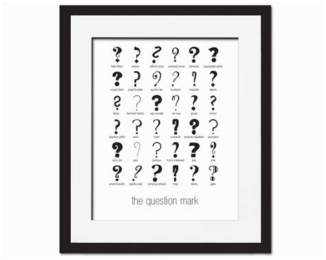 Question Marks Art Print Punctuation Typography Poster Etsy
