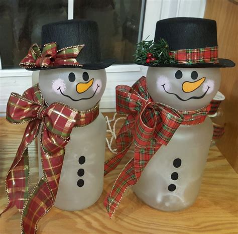 Pickle Jar Snowman Snowman Crafts Diy Snowman Christmas Decorations