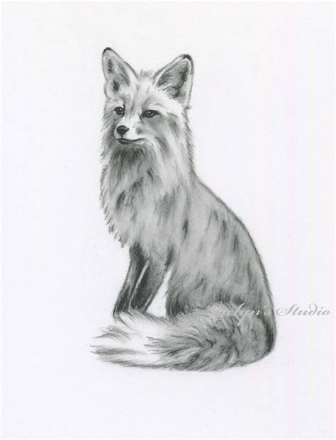Fox Art Original Charcoal Drawing Animal Sketch Nursery Art Etsy