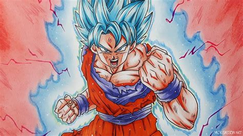 How To Draw Goku Super Saiyan Blue Kaioken Youtube