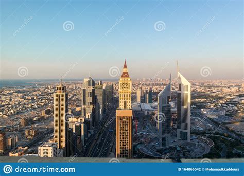Aerial View Of The Iconic Sheikh Zayed Road Skyscrapers And Landmarks