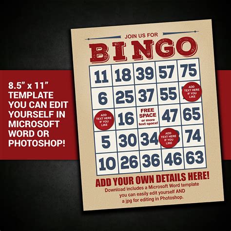 Editable Bingo Flyer Bingo Poster Bingo Flyer Template Bingo Etsy
