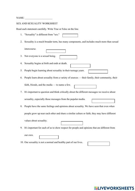 Sex And Sexuality Online Exercise For Live Worksheets