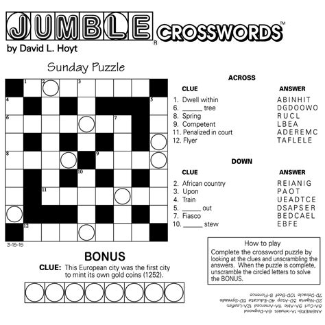 Printable Jumble Crossword Puzzles