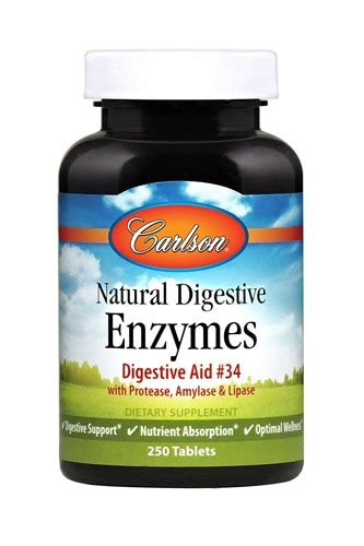 Carlson Natural Digestive Enzymes Digestive Aid No 34 250 Tablets