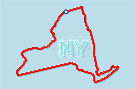 New York Us State Bold Outline Map Vector Illustration Stock Vector