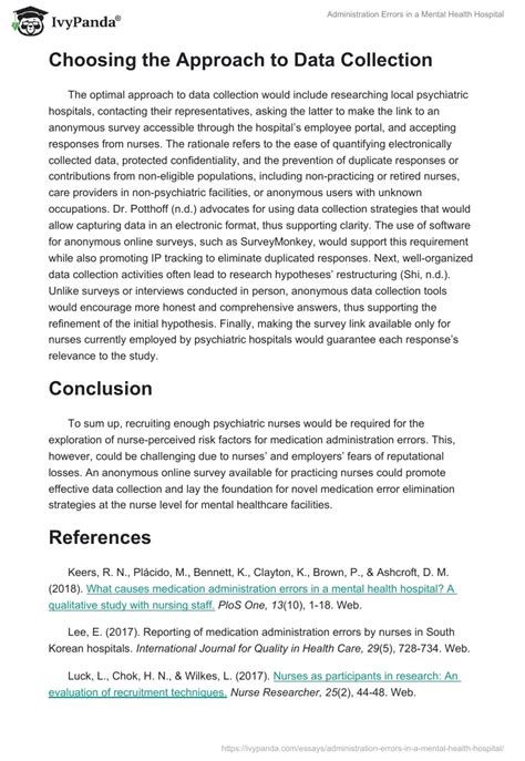 Administration Errors In A Mental Health Hospital 909 Words Coursework Example