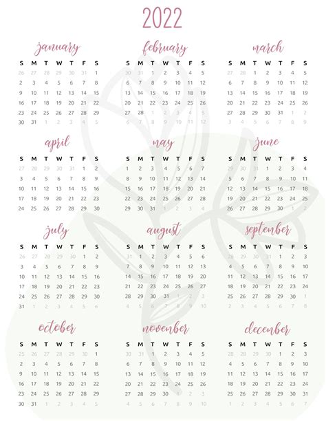 2022 One Page Calendar Printable World Of Printables