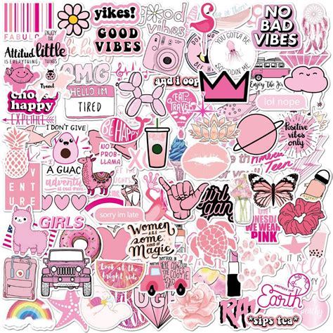 Buy 100 Pink Vsco Stickers Aesthetic Stickers Cute Stickers Laptop