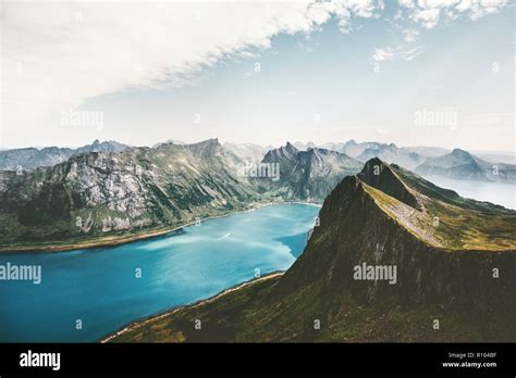 Norway Landscape Mountains And Fjord Aerial View Travel Summer