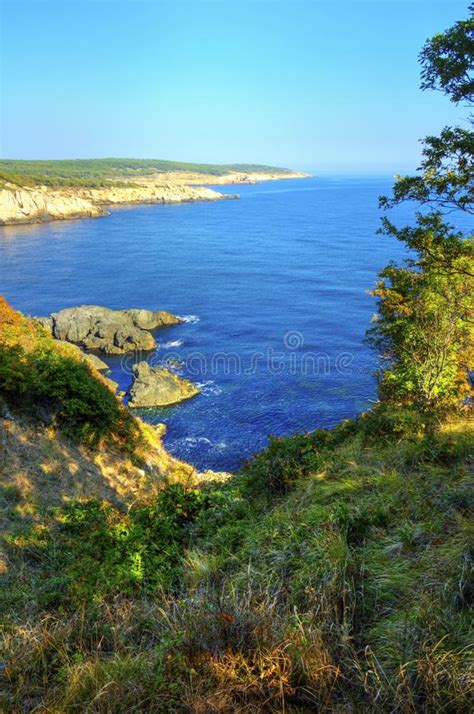 Landscape With Rocky Shore And Blue Sea Stock Photo Image Of