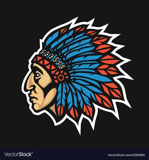 Native American Indian Chief Head Profile Mascot Vector Image