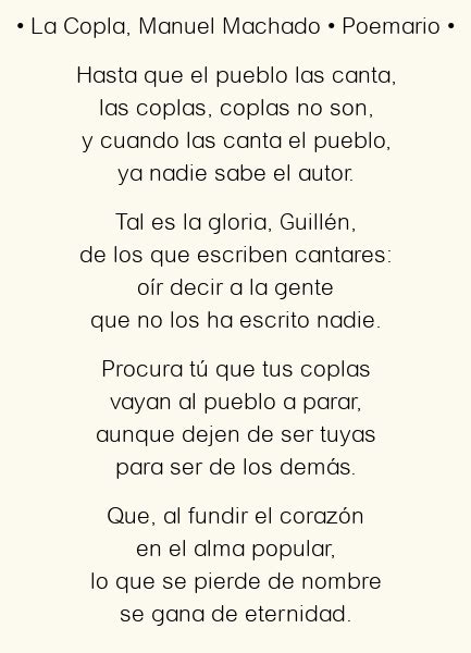 La Copla Manuel Machado Poema Original