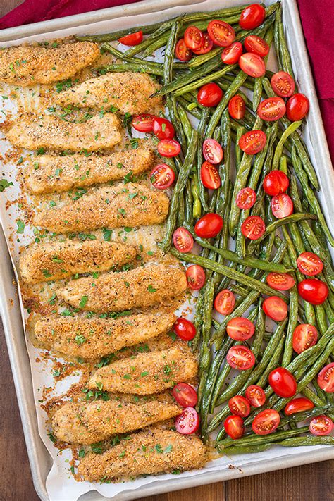 Garlic Parmesan Chicken Tenders With Roasted Green Beans And Tomatoes