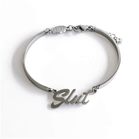 Slut Stainless Steel Bracelet Hotwife MFM Threesome Etsy