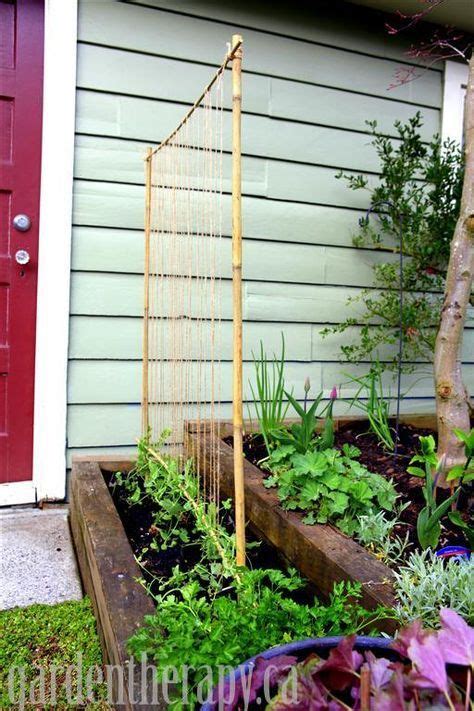 My green beams needed this awesome trellis. Making a Pea Trellis with Kids | Pea trellis, Bean trellis ...