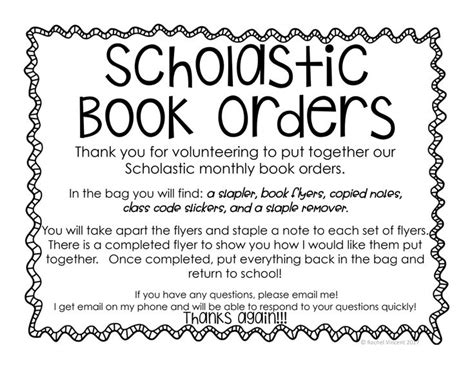 Printable Scholastic Book Order Form Printable Forms Free Online