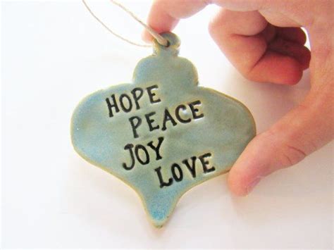 Bauble Ornament With T Box Hope Peace Joy Love Ceramic Clay